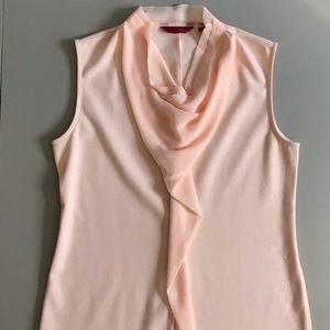 G.I.L.I Elegant Chiffon Draped Neckline Sleeveless Comfy Camisole Blouse Peach